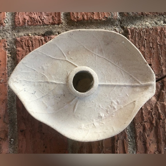 Set of 3 Vance Kitira Pottery Leaf Shaped Unglazed Candle Stick Holders - Picture 5 of 8